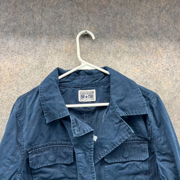 Converse One Star Jacket Womens XL Navy Utility Button Front Military Chore - Picture 8 of 10